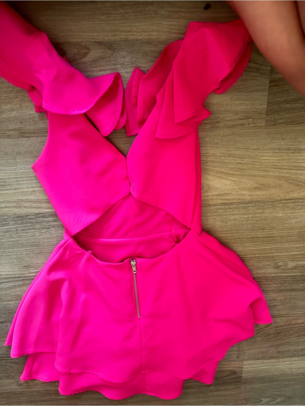 Hot Pink Ruffle dress with Back Zip